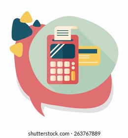 Shopping credit card machine flat icon with long shadow,eps10
