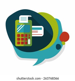 Shopping credit card machine flat icon with long shadow,eps10