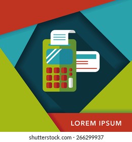 Shopping credit card machine flat icon with long shadow,eps10