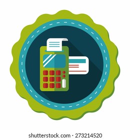 Shopping credit card machine flat icon with long shadow,eps10