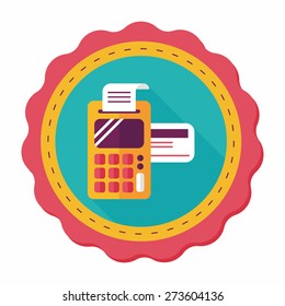 Shopping credit card machine flat icon with long shadow,eps10