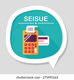 Shopping credit card machine flat icon with long shadow,eps10