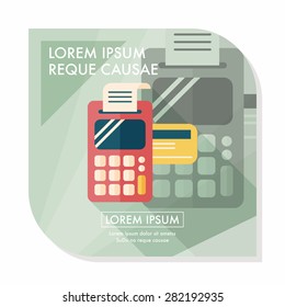 Shopping credit card machine flat icon with long shadow,eps10