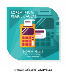 Shopping credit card machine flat icon with long shadow,eps10