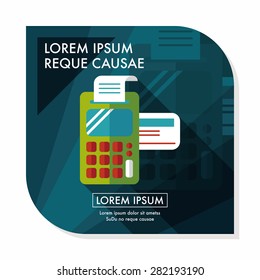 Shopping credit card machine flat icon with long shadow,eps10