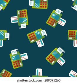 Shopping credit card machine flat icon,eps10 seamless pattern background