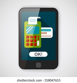 Shopping credit card machine flat icon with long shadow,eps10