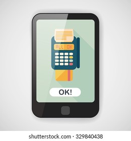 Shopping credit card machine flat icon with long shadow,eps10