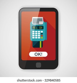 Shopping credit card machine flat icon with long shadow,eps10