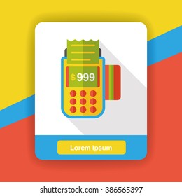 Shopping credit card machine flat icon