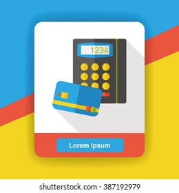 Shopping credit card machine flat icon