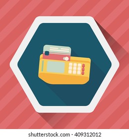 Shopping credit card machine flat icon with long shadow,eps10