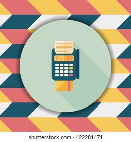 Shopping credit card machine flat icon with long shadow,eps10
