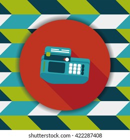 Shopping credit card machine flat icon with long shadow,eps10