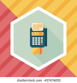 Shopping credit card machine flat icon with long shadow,eps10