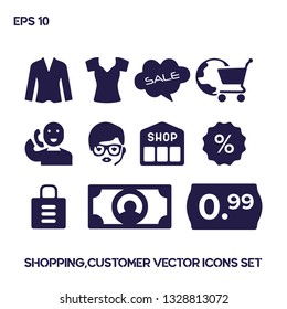 Shopping, Customer service vector icons set. White background. Premium quality.