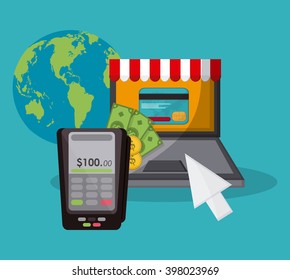 Shopping with dataphone design, Vector illustration
