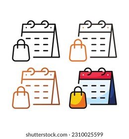 Shopping date icon design in four variation color