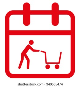 Shopping Date vector icon. Style is flat symbol, red color, rounded angles, white background.