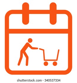 Shopping Date vector icon. Style is flat symbol, orange color, rounded angles, white background.