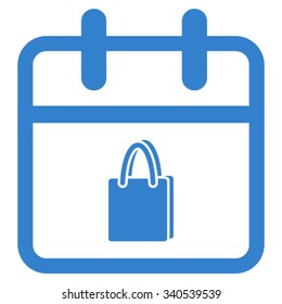 Shopping Date vector icon. Style is flat symbol, cobalt color, rounded angles, white background.