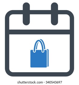 Shopping Date vector icon. Style is bicolor flat symbol, smooth blue colors, rounded angles, white background.