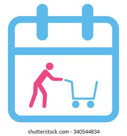 Shopping Date vector icon. Style is bicolor flat symbol, pink and blue colors, rounded angles, white background.