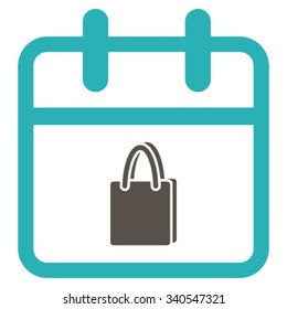 Shopping Date vector icon. Style is bicolor flat symbol, grey and cyan colors, rounded angles, white background.