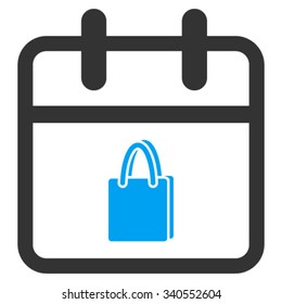 Shopping Date vector icon. Style is bicolor flat symbol, blue and gray colors, rounded angles, white background.