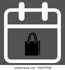 Shopping Date vector icon. Style is bicolor flat symbol, black and white colors, rounded angles, gray background.