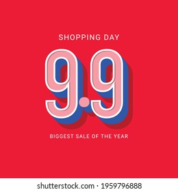 Shopping Day 9.9 Biggest Sale of the Year Vector Template Design Illustration