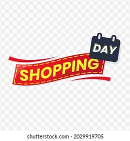 Shopping Day banner design, red and yellow color, Vector Illustration with transparent background.