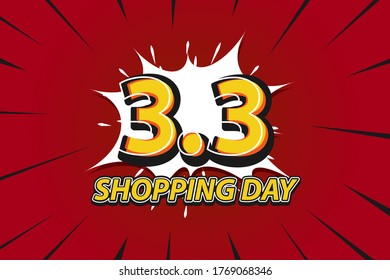 Shopping day font expression pop art style vector design for banner website
