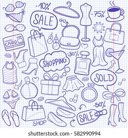 Shopping Day Friends Fashion Doodle Sketch Vector Art Notebook