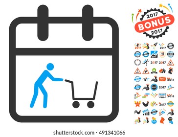 Shopping Day pictogram with bonus 2017 year clip art. Vector illustration style is flat iconic symbols, white background.
