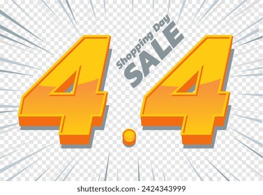 Shopping day Sale 4.4 Discount illustration design for Shopping promotion ads banner.