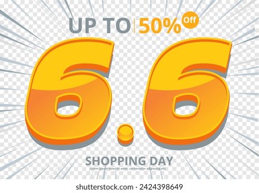 Shopping day Sale 6.6 Discount illustration design for Shopping promotion ads banner.