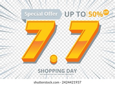 Shopping day Sale 7.7 Discount illustration design for Shopping promotion ads banner.