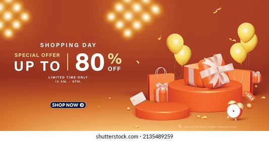 Shopping day Sale banner template design for web or social media.