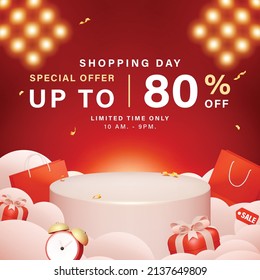Shopping Day Sale Banner Template Design For Web Or Social Media.