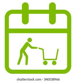 Shopping Day vector icon. Style is flat symbol, eco green color, rounded angles, white background.
