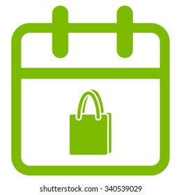 Shopping Day vector icon. Style is flat symbol, eco green color, rounded angles, white background.