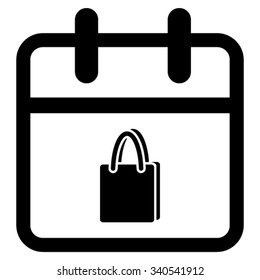 Shopping Day vector icon. Style is flat symbol, black color, rounded angles, white background.