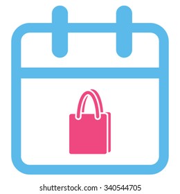 Shopping Day vector icon. Style is bicolor flat symbol, pink and blue colors, rounded angles, white background.