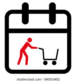 Shopping Day vector icon. Style is bicolor flat symbol, intensive red and black colors, rounded angles, white background.