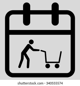 Shopping Day vector icon. Style is flat symbol, black color, rounded angles, light gray background.