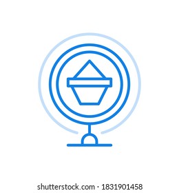 
Shopping delivery analysis vector line icon. Online retail and commercial sales. Packaging under magnifying glass. Checking electronic marketplace to improve financial transactions quality delivery.