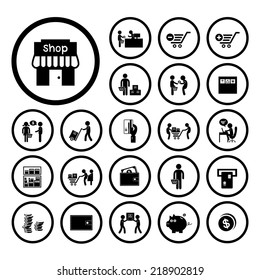 shopping and delivery icon set 