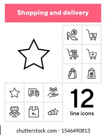 Shopping and delivery icon set. Online store concept. Vector illustration can be used for topics like marketing, delivery service, internet shopping