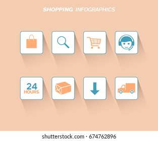 Shopping and delivery infographis design with flat icons